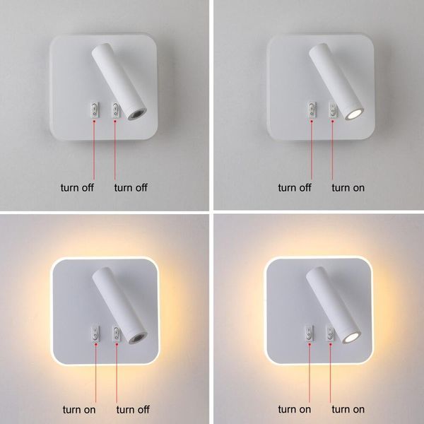 Настенный светильник квадратный LED с прожектором белый 12W (BR09W) BR09W фото