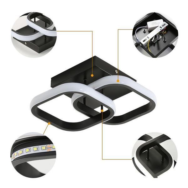 Потолочный светодиодный светильник LED металлический чёрный 34см 24W (SP01) SP01 фото