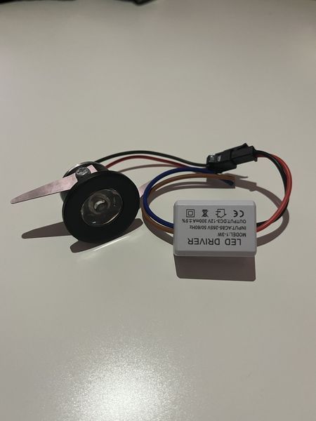 LED светильник точечный встраиваемый чёрный 1W (TS07) TS07 фото